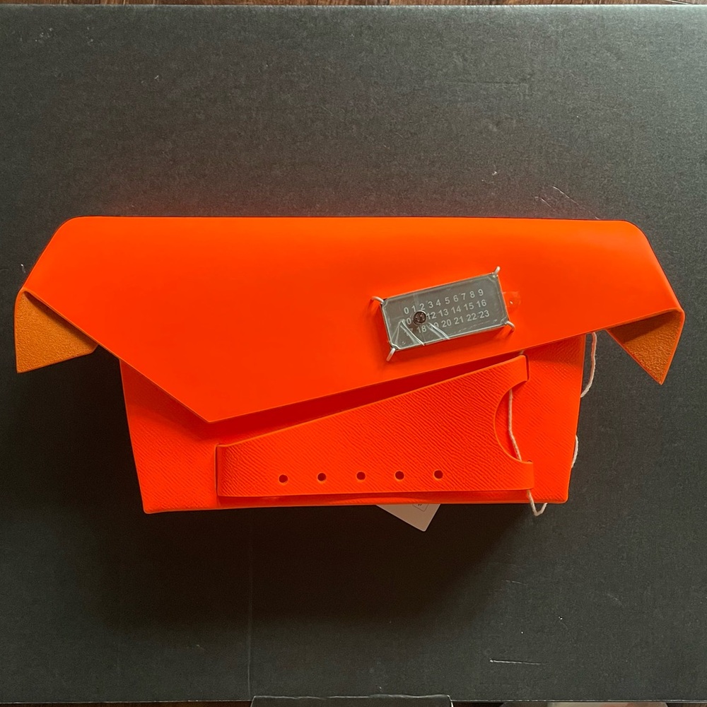 Maison Margiela Neon Orange Snatched Handbag asymmetrical collectors rare